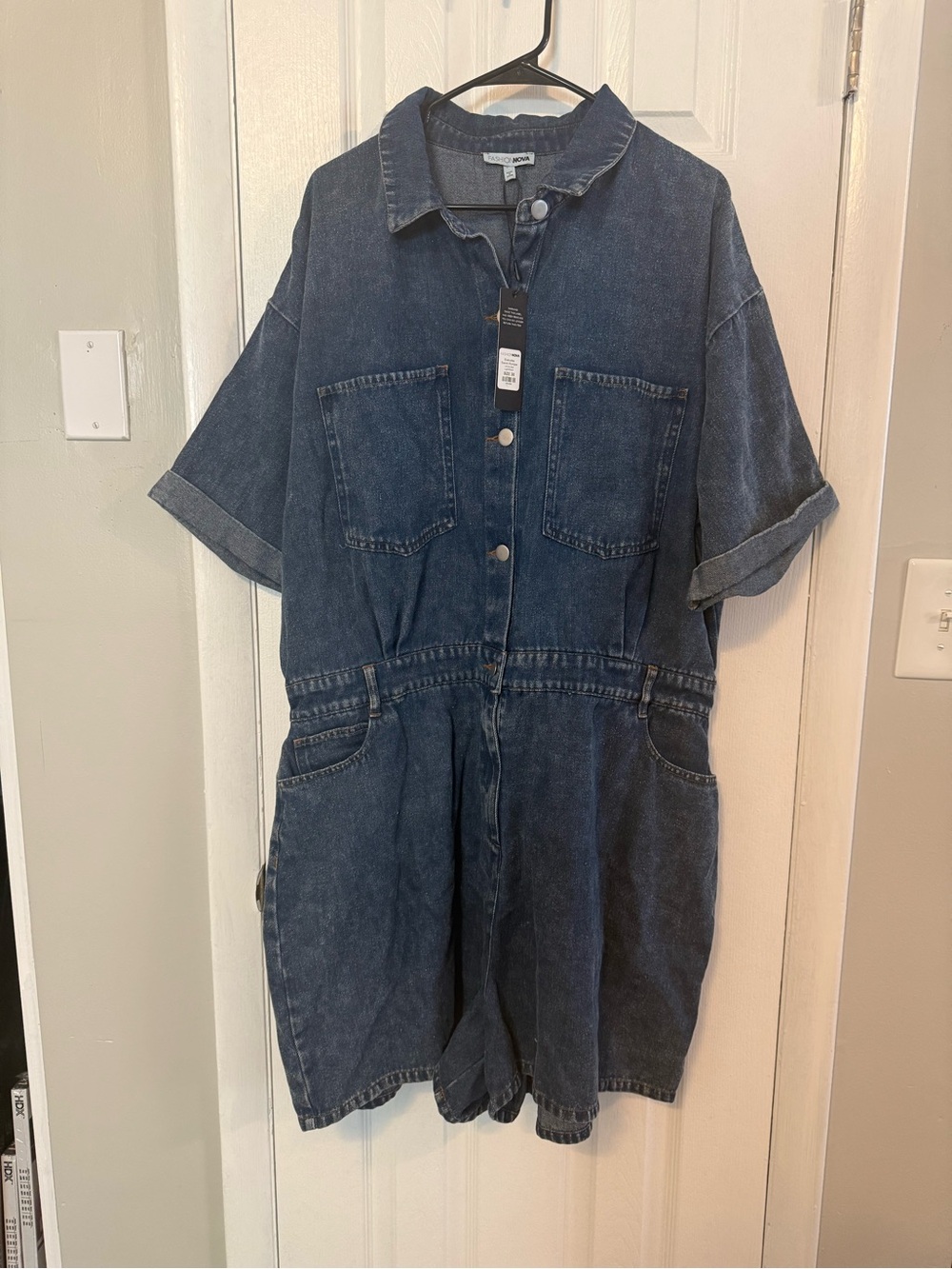 3x Fashion Nova Blue Denim Romper